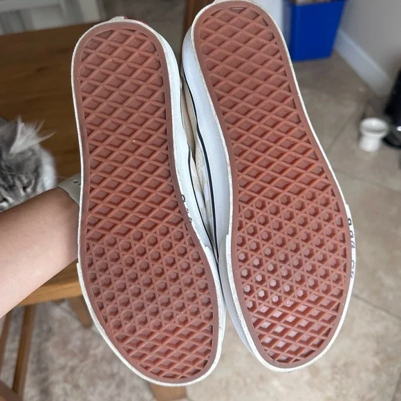 Vans Beige and White Checkered Slip-Ons - Picture 4 of 6